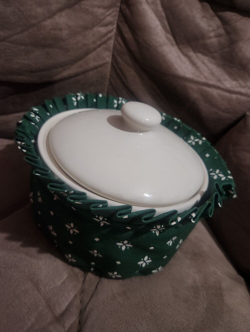 Longaberger Woven Traditions Butter Tub W/ Lid & Fabric & Plastic Liner Green